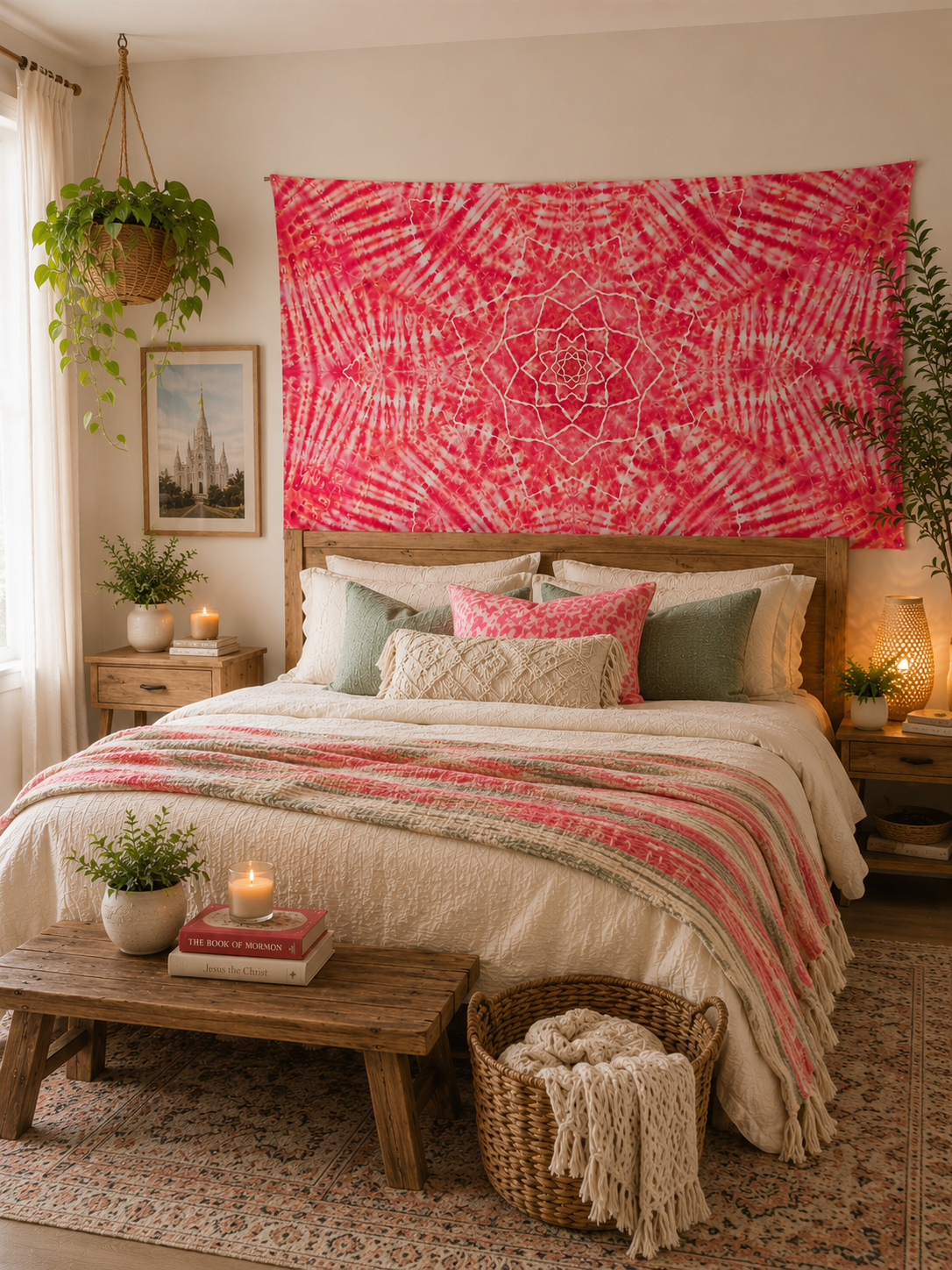 Coral Prism Mandala Tapestry