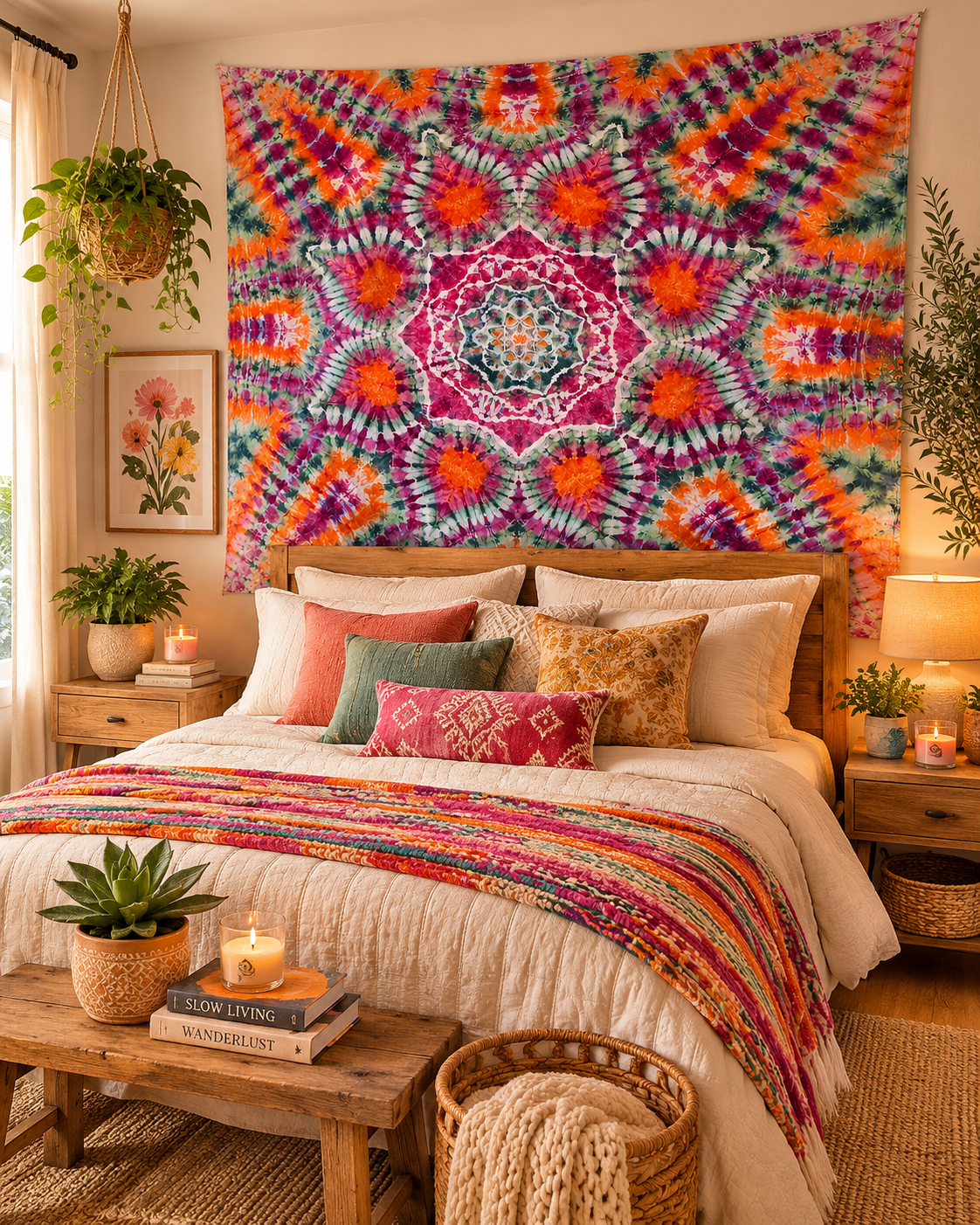 Tropical Bloom Mandala Tapestry